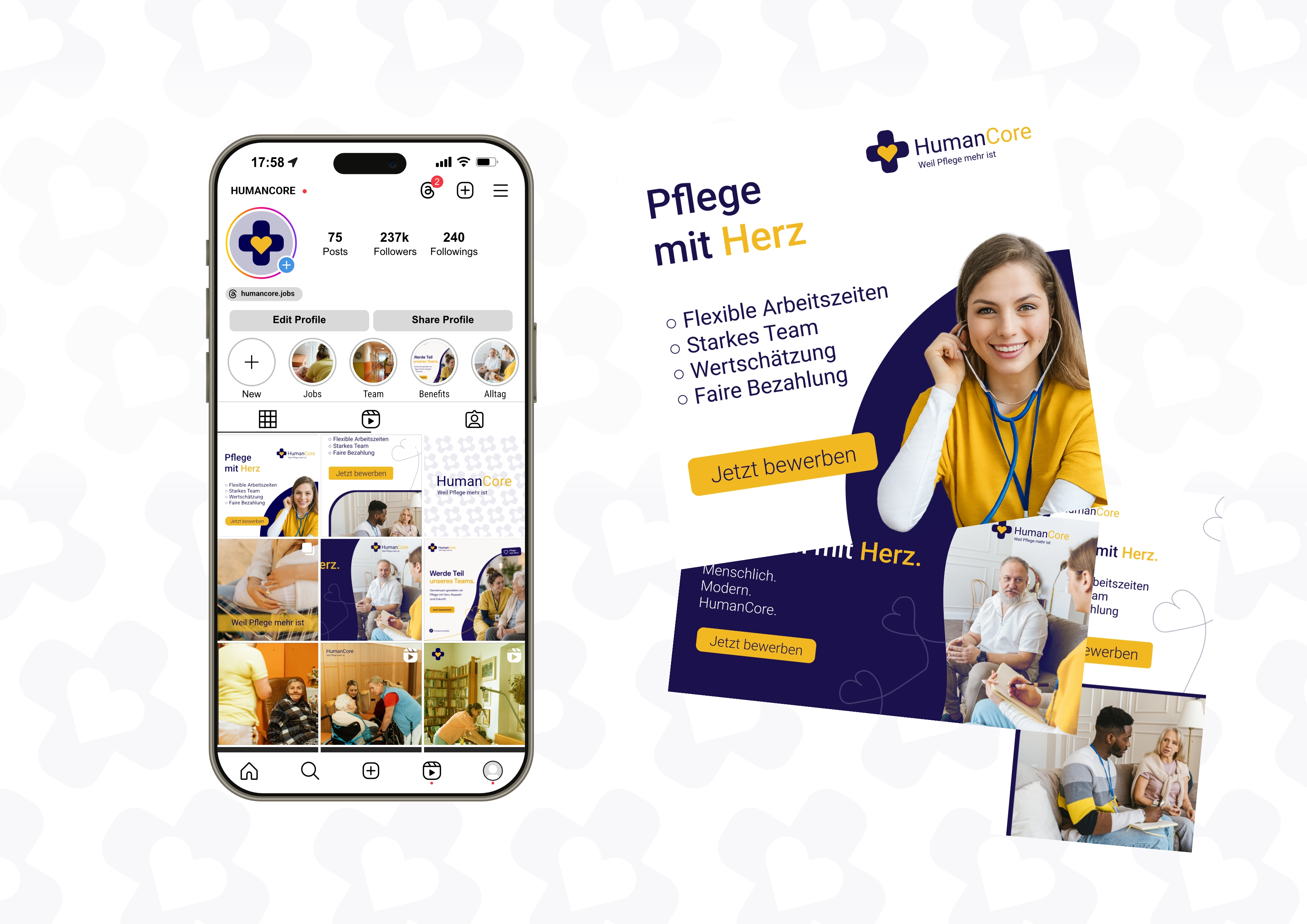 Digital Design Mockup mit Social Media Designs und visuellen Online-Inhalten